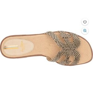 Sam Edelman Bay 21 Woven Raffia Slide Sandals Black Cream Chevron Flat Shoes 10M